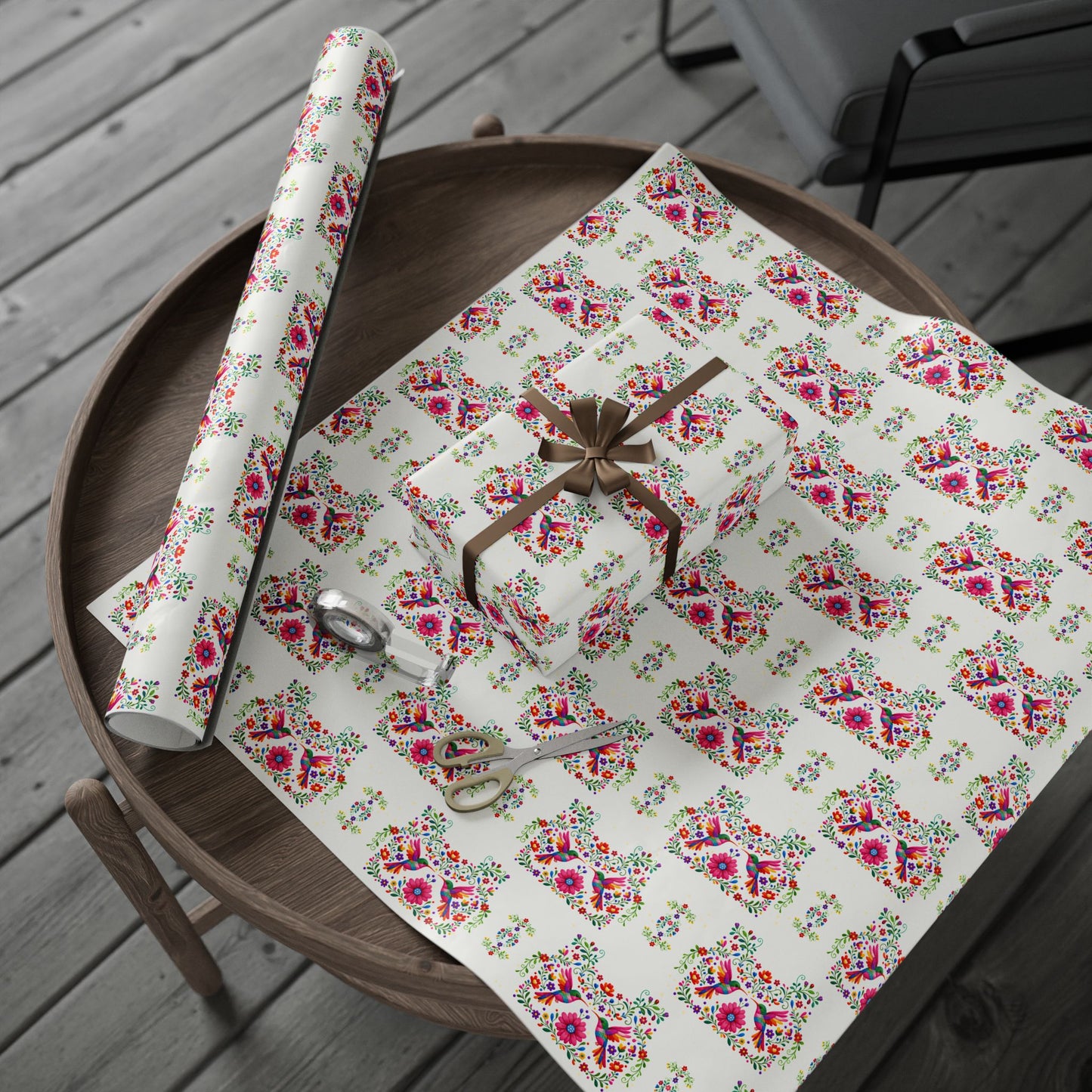 Colibri Bordado Print Wrapping Paper Roll — Colorful Mexican-Inspired Gift Wrap