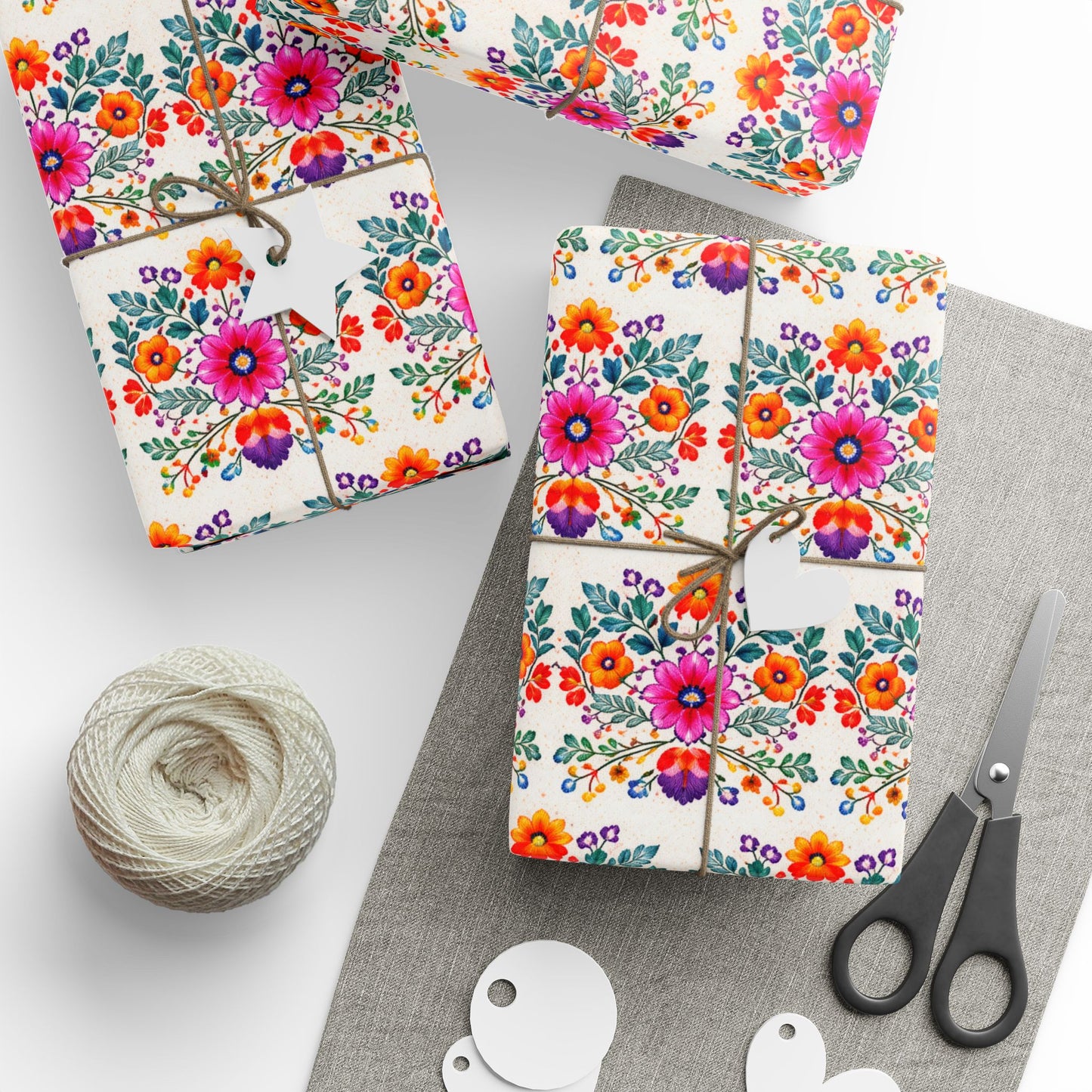Chula Pink Floral Wrapping Paper Roll — Colorful Mexican-Inspired Gift Wrap
