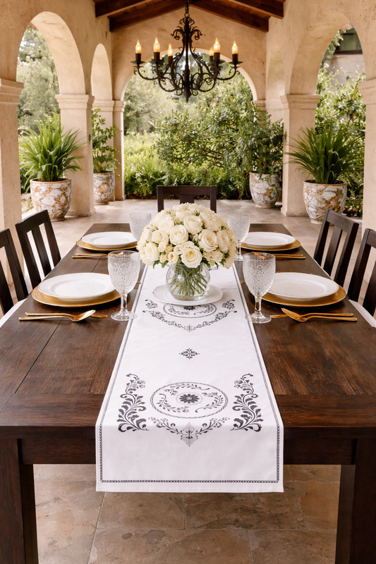 Hacienda: Black and White Table Runner