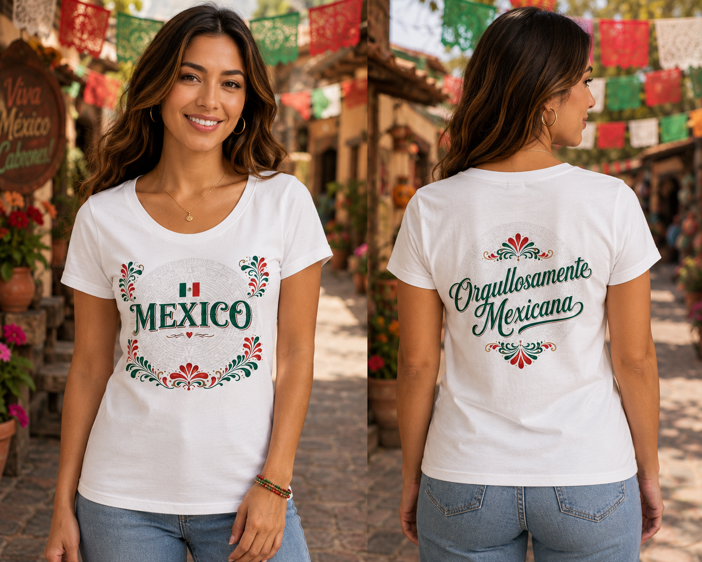 Mexico Floral Tee — 'Orgullosamente Mexicana' Patriotic Women's Shirt